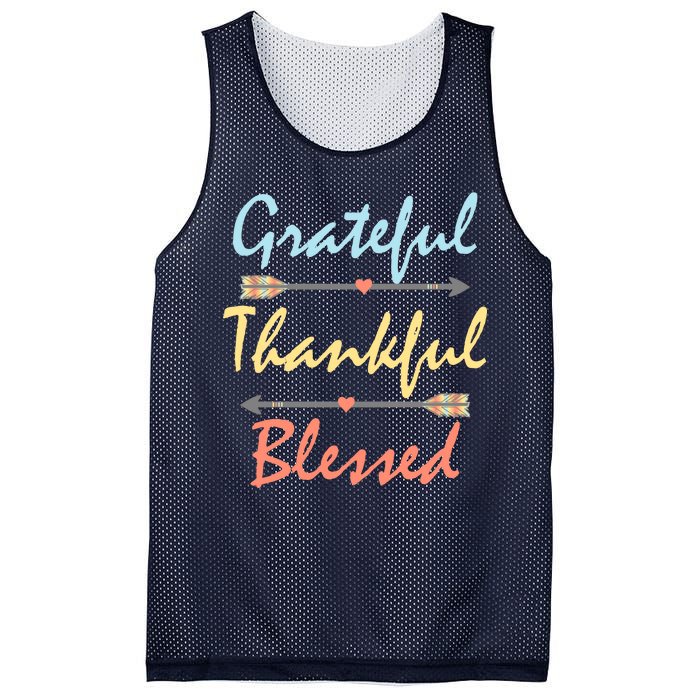 Grateful Thankful Blessed Colorful Thanksgiving Mesh Reversible Basketball Jersey Tank