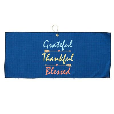 Grateful Thankful Blessed Colorful Thanksgiving Large Microfiber Waffle Golf Towel