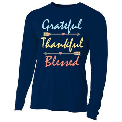 Grateful Thankful Blessed Colorful Thanksgiving Cooling Performance Long Sleeve Crew