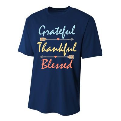 Grateful Thankful Blessed Colorful Thanksgiving Performance Sprint T-Shirt