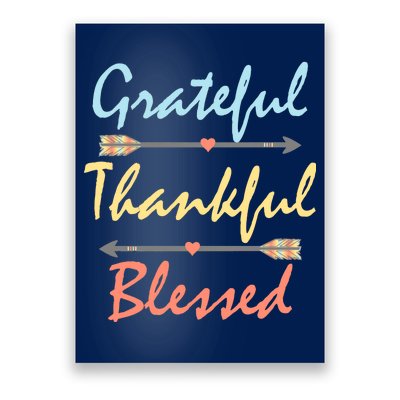 Grateful Thankful Blessed Colorful Thanksgiving Poster