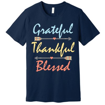 Grateful Thankful Blessed Colorful Thanksgiving Premium T-Shirt