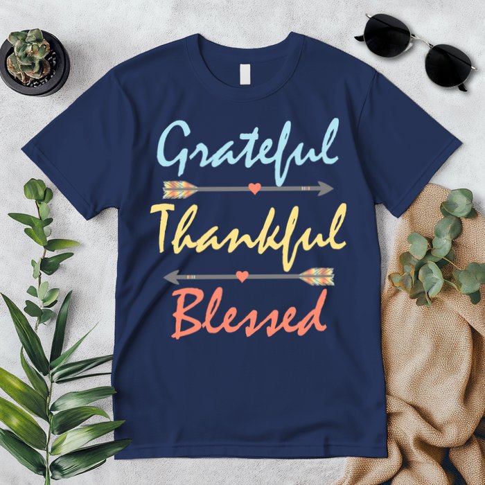 Grateful Thankful Blessed Colorful Thanksgiving Premium T-Shirt