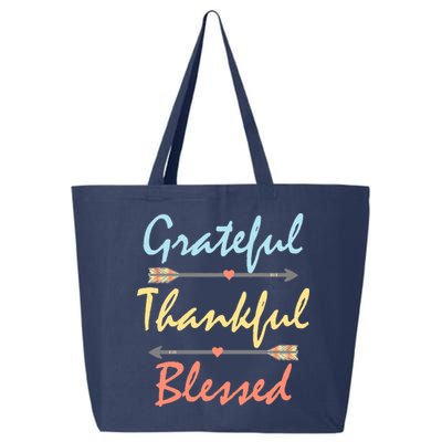 Grateful Thankful Blessed Colorful Thanksgiving 25L Jumbo Tote