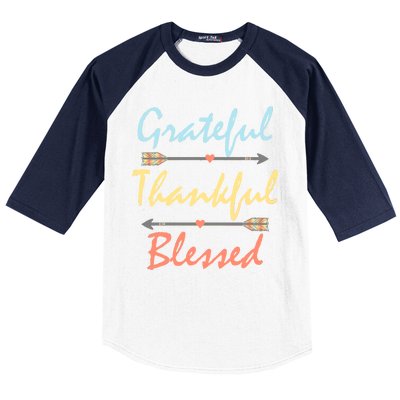 Grateful Thankful Blessed Colorful Thanksgiving Baseball Sleeve Shirt