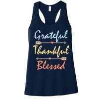 Grateful Thankful Blessed Colorful Thanksgiving Women's Racerback Tank