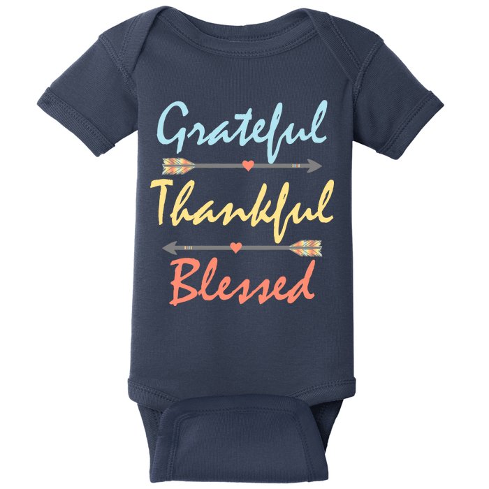 Grateful Thankful Blessed Colorful Thanksgiving Baby Bodysuit