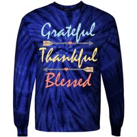 Grateful Thankful Blessed Colorful Thanksgiving Tie-Dye Long Sleeve Shirt