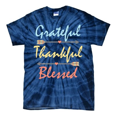 Grateful Thankful Blessed Colorful Thanksgiving Tie-Dye T-Shirt