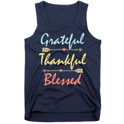 Grateful Thankful Blessed Colorful Thanksgiving Tank Top