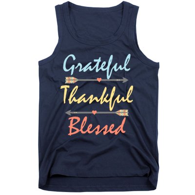 Grateful Thankful Blessed Colorful Thanksgiving Tank Top