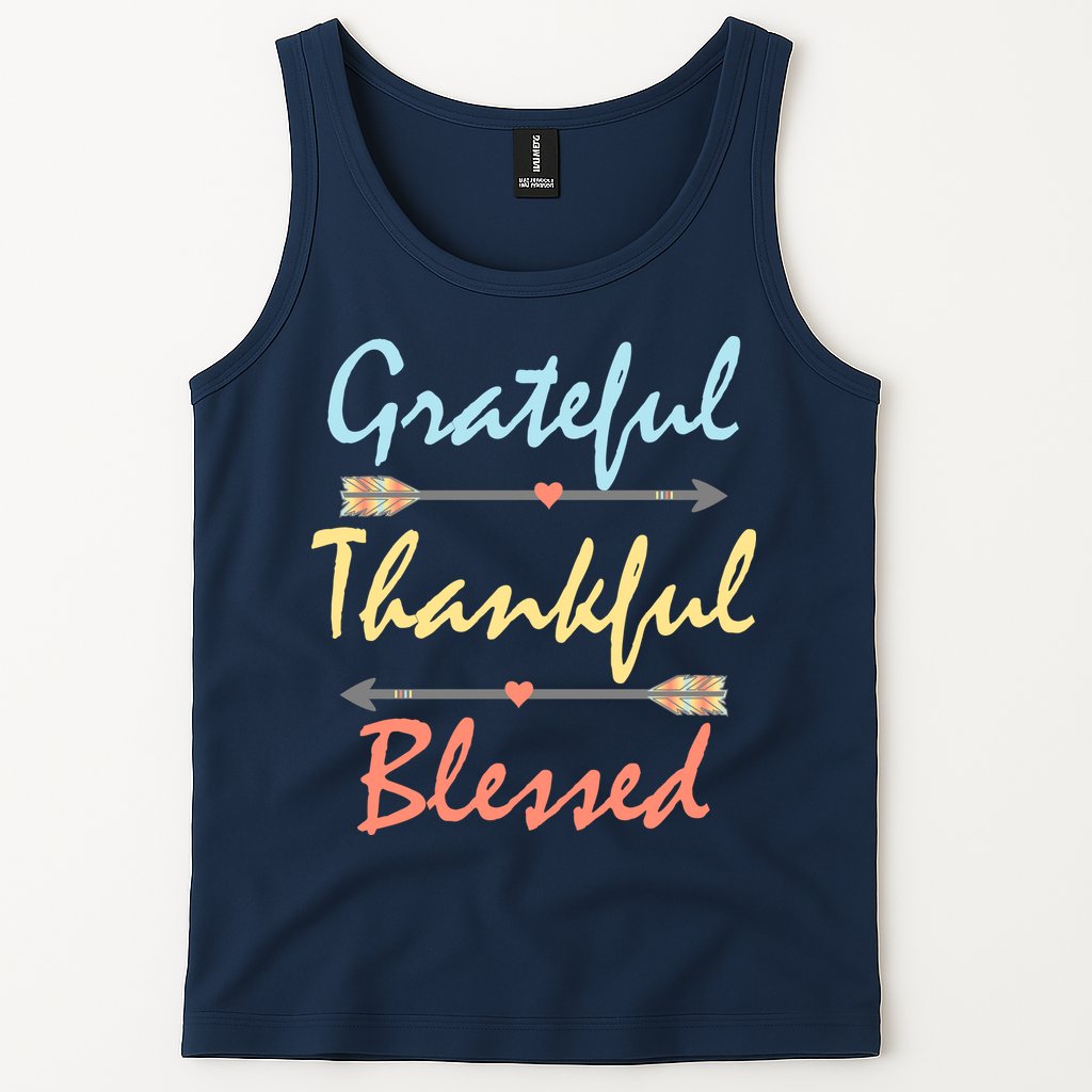 Grateful Thankful Blessed Colorful Thanksgiving Tank Top