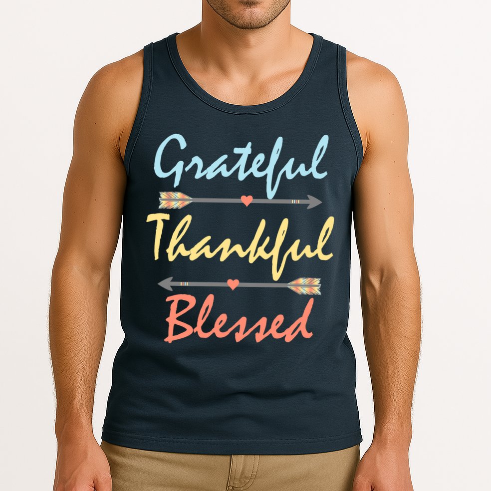 Grateful Thankful Blessed Colorful Thanksgiving Tank Top