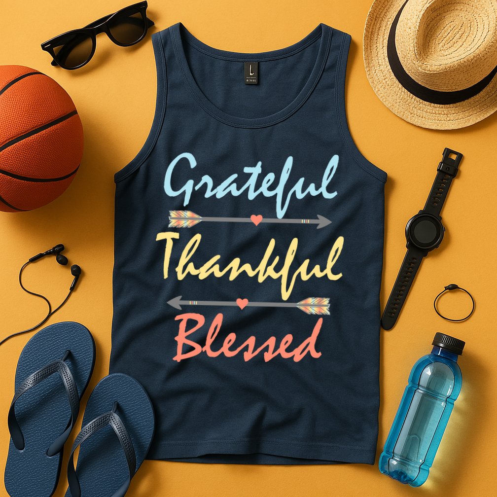Grateful Thankful Blessed Colorful Thanksgiving Tank Top