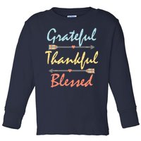 Grateful Thankful Blessed Colorful Thanksgiving Toddler Long Sleeve Shirt