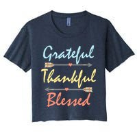 Grateful Thankful Blessed Colorful Thanksgiving Crop Top