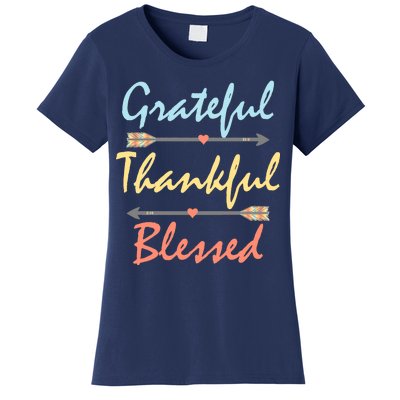 Grateful Thankful Blessed Colorful Thanksgiving Women's T-Shirt