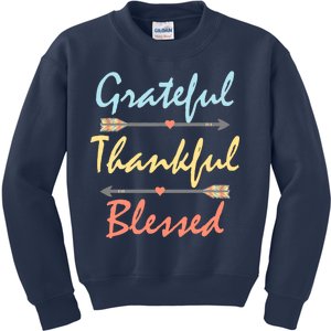 Grateful Thankful Blessed Colorful Thanksgiving Kids Sweatshirt