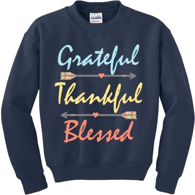 Grateful Thankful Blessed Colorful Thanksgiving Kids Sweatshirt