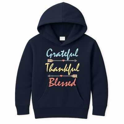 Grateful Thankful Blessed Colorful Thanksgiving Kids Hoodie