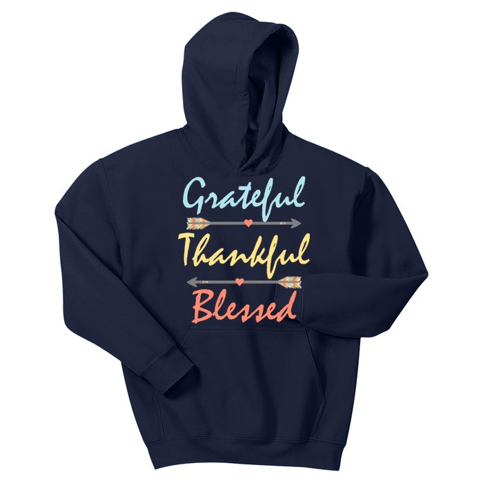 Grateful Thankful Blessed Colorful Thanksgiving Kids Hoodie