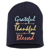 Grateful Thankful Blessed Colorful Thanksgiving Short Acrylic Beanie