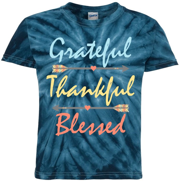 Grateful Thankful Blessed Colorful Thanksgiving Kids Tie-Dye T-Shirt