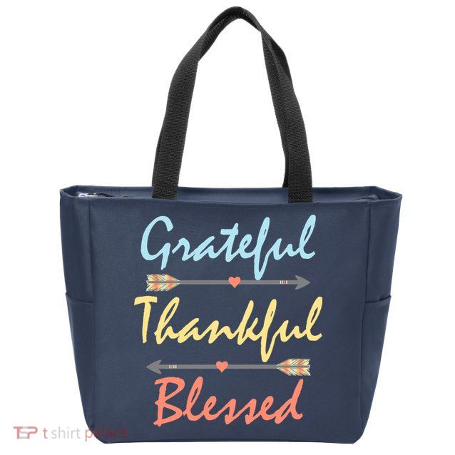 Grateful Thankful Blessed Colorful Thanksgiving Zip Tote Bag