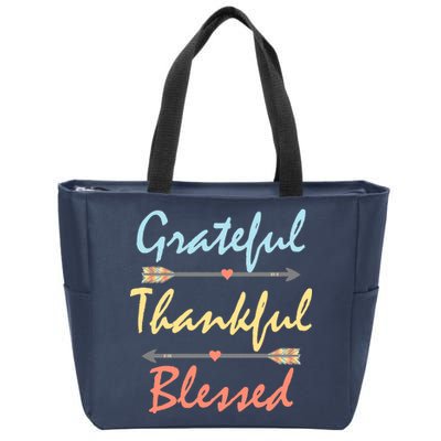 Grateful Thankful Blessed Colorful Thanksgiving Zip Tote Bag