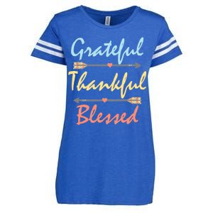 Grateful Thankful Blessed Colorful Thanksgiving Enza Ladies Jersey Football T-Shirt