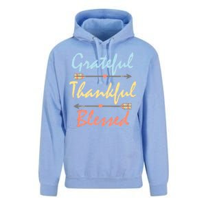 Grateful Thankful Blessed Colorful Thanksgiving Unisex Surf Hoodie