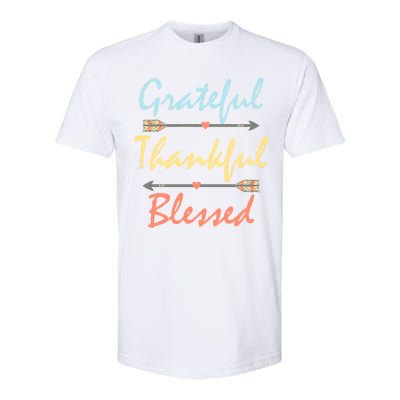 Grateful Thankful Blessed Colorful Thanksgiving Softstyle CVC T-Shirt