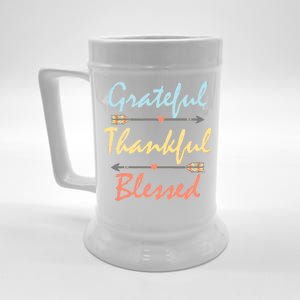 Grateful Thankful Blessed Colorful Thanksgiving Beer Stein