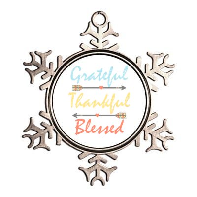 Grateful Thankful Blessed Colorful Thanksgiving Metallic Star Ornament