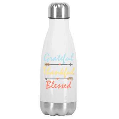 Grateful Thankful Blessed Colorful Thanksgiving Stainless Steel Insulated Water Bottle