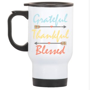 Grateful Thankful Blessed Colorful Thanksgiving Stainless Steel Travel Mug