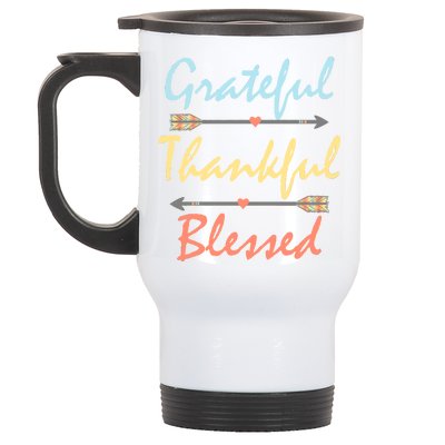 Grateful Thankful Blessed Colorful Thanksgiving Stainless Steel Travel Mug