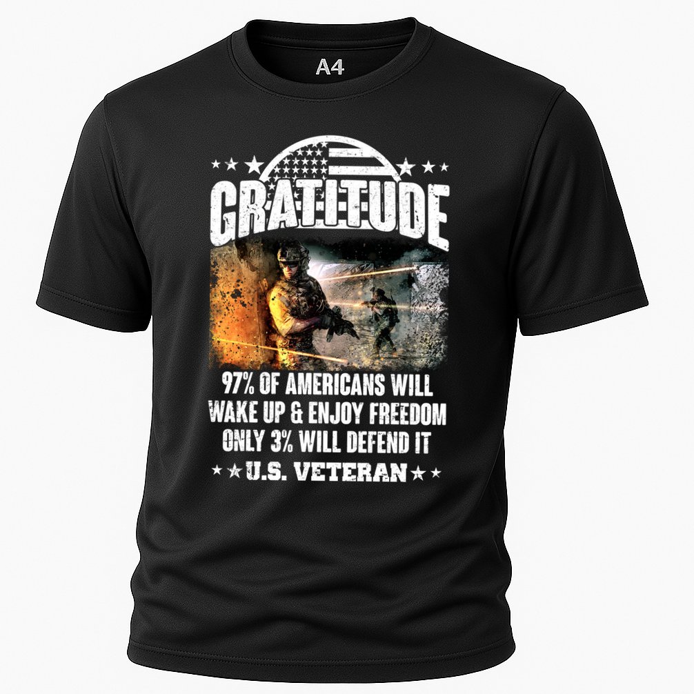 Gratitude United States of America U.S. Veteran Fact Cooling Performance Crew T-Shirt
