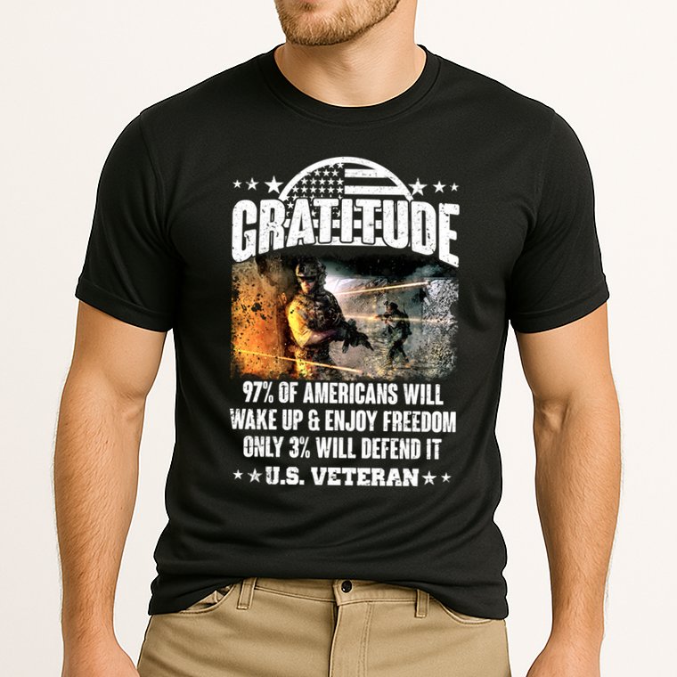 Gratitude United States of America U.S. Veteran Fact Cooling Performance Crew T-Shirt