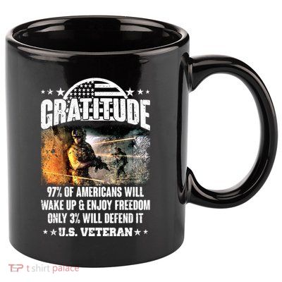 Gratitude United States of America U.S. Veteran Fact 11oz C Handle Ceramic Mug