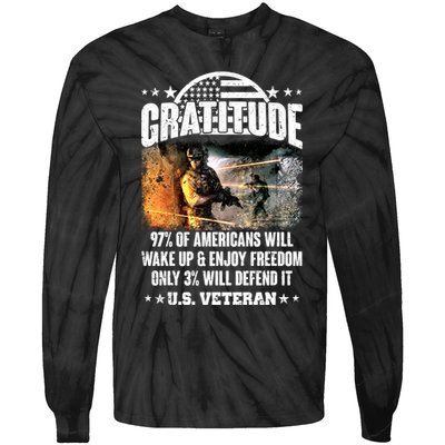 Gratitude United States of America U.S. Veteran Fact Tie-Dye Long Sleeve Shirt