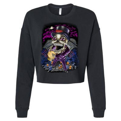 Graveyard Death Skull Cropped Pullover Crew