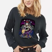 Graveyard Death Skull Cropped Pullover Crew