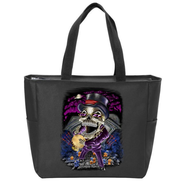 Graveyard Death Skull Zip Tote Bag
