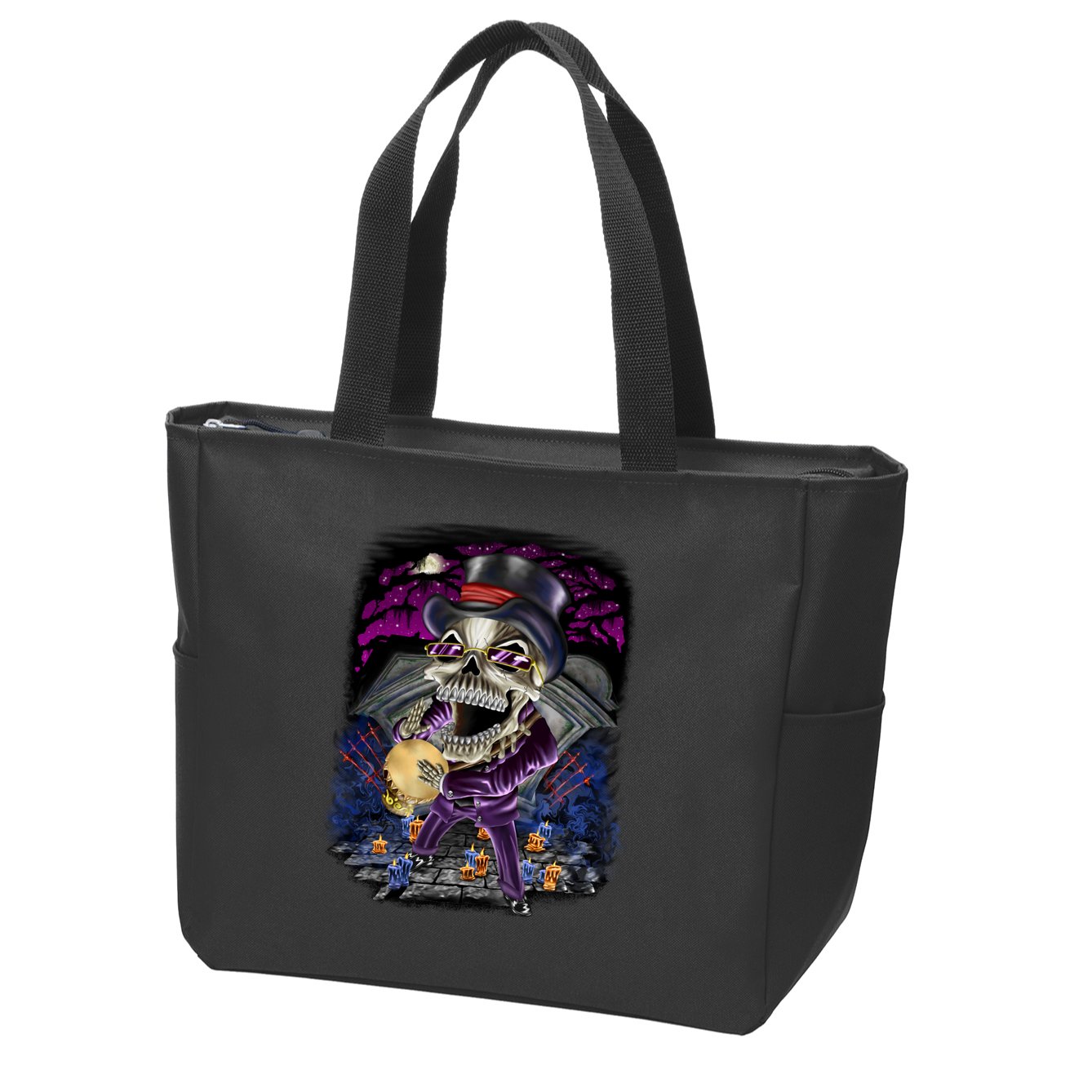 Graveyard Death Skull Zip Tote Bag