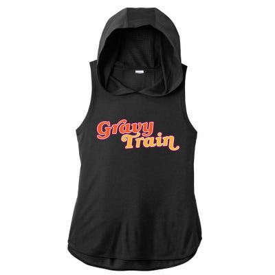 Gravy Train Retro Thanksgiving Ladies PosiCharge Tri-Blend Wicking Draft Hoodie Tank