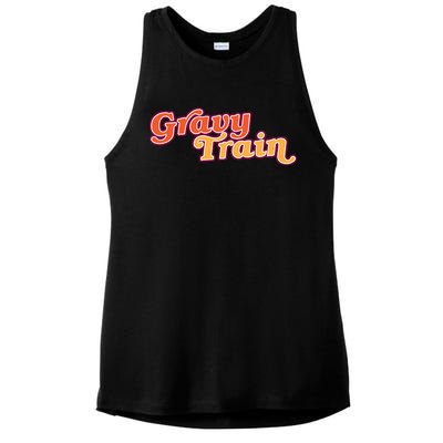 Gravy Train Retro Thanksgiving Ladies PosiCharge Tri-Blend Wicking Tank