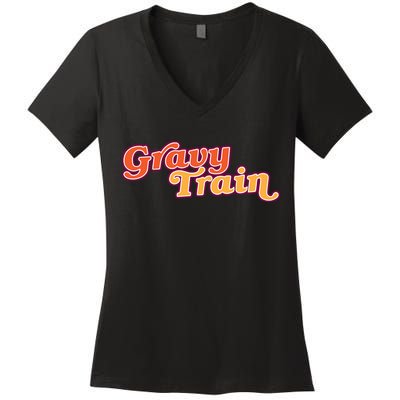 Gravy Train Retro Thanksgiving Women's V-Neck T-Shirt