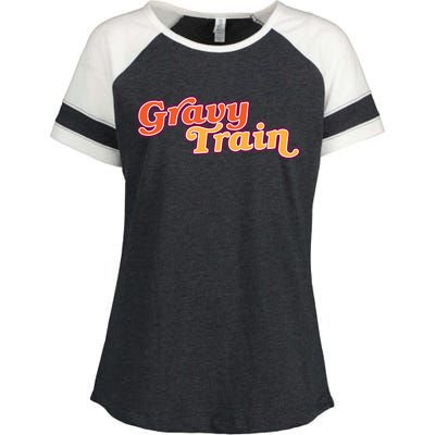 Gravy Train Retro Thanksgiving Enza Ladies Jersey Colorblock Tee