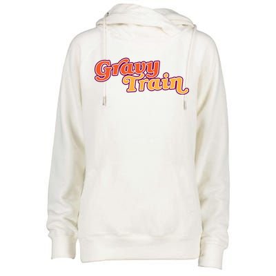 Gravy Train Retro Thanksgiving Womens Funnel Neck Pullover Hood